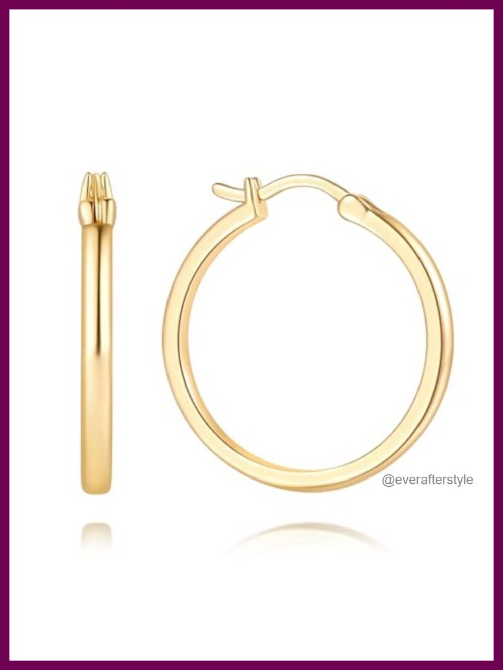 Gold Plated Hoop Earrings for Women Retro 90s Style 14k